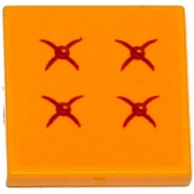 bright light orange tile 2 x 2 with 4 magenta cushion buttons pattern sticker - set 41135
