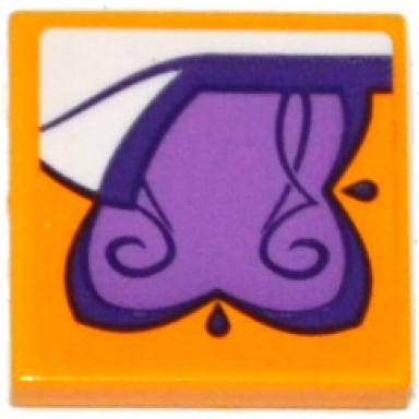 bright light orange tile 2 x 2 with medium lavender and dark purple blanket over white sheet pattern sticker - set 41176