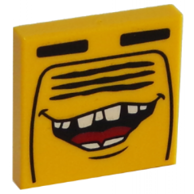 bright light orange tile 2 x 2 with open mouth smile and radiator grille pattern