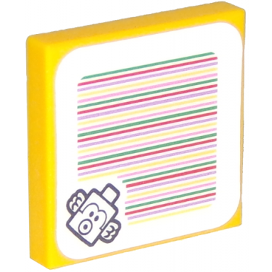 bright light orange tile 2 x 2 with super mario scanner code eep cheep pattern sticker - set 71361
