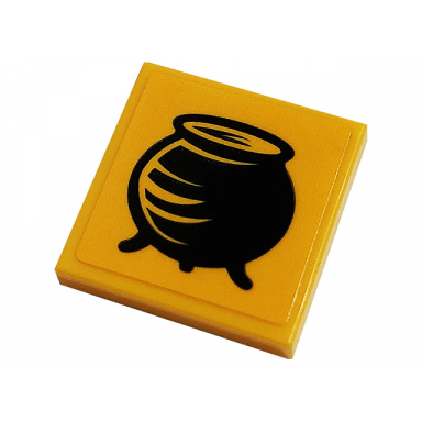 bright light orange tile 2 x 2 with black cauldron pattern sticker - set 76383