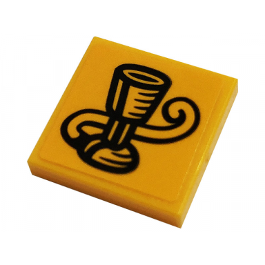 bright light orange tile 2 x 2 with black goblet and tail pattern sticker - set 76382