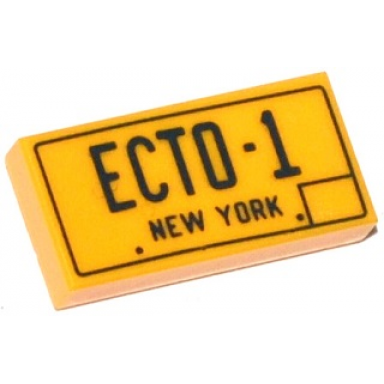 bright light orange tile 1 x 2 with ecto-1 and new york pattern