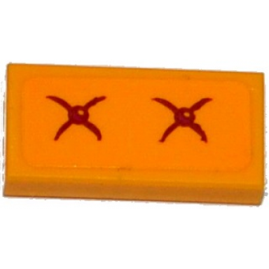 bright light orange tile 1 x 2 with 2 magenta cushion buttons pattern sticker - set 41135