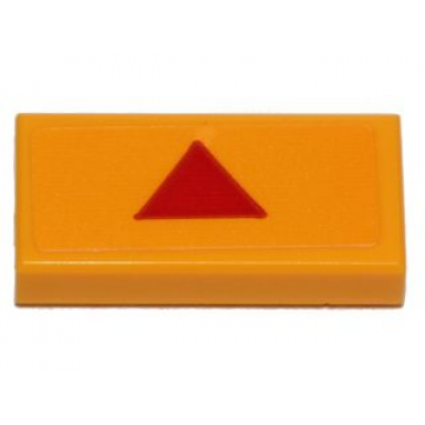 bright light orange tile 1 x 2 with red triangle pattern sticker - set 75170