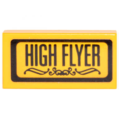 bright light orange tile 1 x 2 with black border scrollwork and high flyer pattern sticker - set 70911