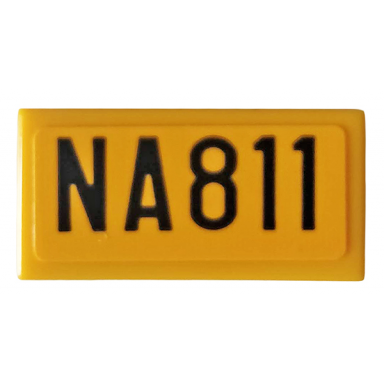 bright light orange tile 1 x 2 with na811 pattern sticker - set 76143