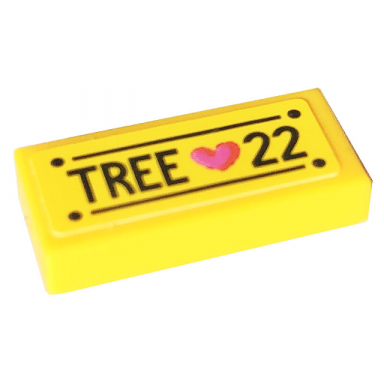 bright light orange tile 1 x 2 with lines rivets tree 22 and heart pattern sticker - set 41707