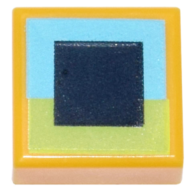 bright light orange tile 1 x 1 with black square on medium azure and lime background pattern minecraft big beak eye
