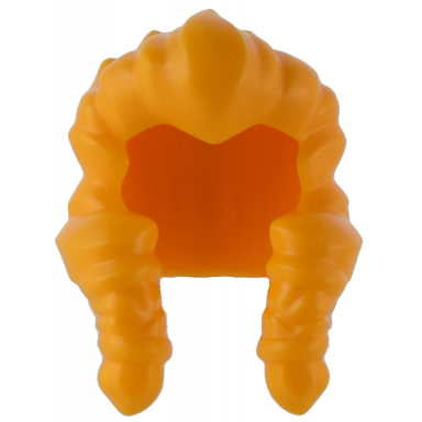 bright light orange minifigure hair long widows peak swept back and spiked with 2 braids over shoulders