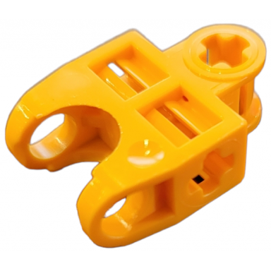 bright light orange technic axle connector 2 x 3 with ball joint socket - open sides angled forks with closed axle holes