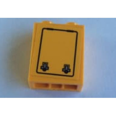 bright light orange brick 1 x 2 x 2 with inside stud holder with door hatch pattern sticker - set 60160
