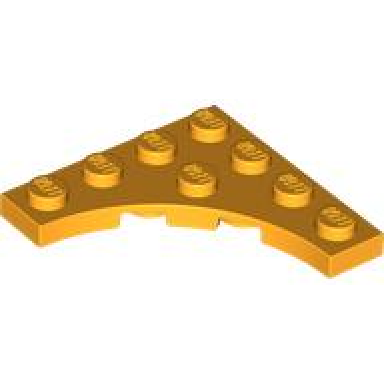 bright light orange plate modified 4 x 4 with 3 x 3 curved cutout