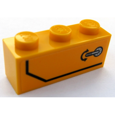 bright light orange brick 1 x 3 with door handle and black stripe pattern model left side sticker - set 60159