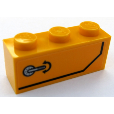 bright light orange brick 1 x 3 with door handle and black stripe pattern model right side sticker - set 60159