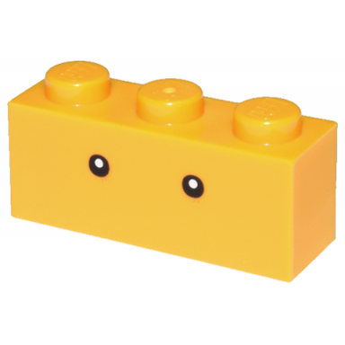 bright light orange brick 1 x 3 with small black eyes with white pupils pattern super mario sumo bro upper face