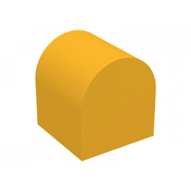 bright light orange duplo brick 2 x 2 x 2 slope curved double