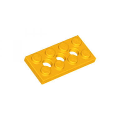 bright light orange technic plate 2 x 4 with 3 holes