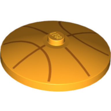 bright light orange dish 4 x 4 inverted radar with solid stud with orange basketball lines pattern