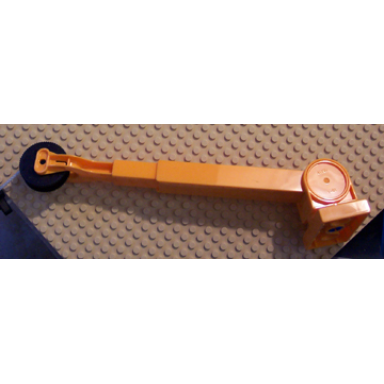 bright light orange duplo crane telescoping boom assembly with black hook white string and black winch drum