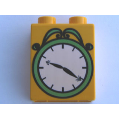 bright light orange duplo brick 1 x 2 x 2 with clock pattern