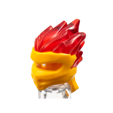bright light orange minifigure headgear ninjago wrap type 5 with molded trans-red flames pattern