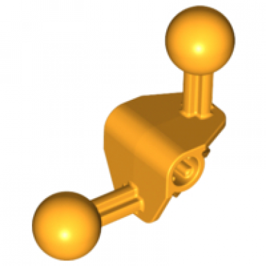 bright light orange bionicle ball joint 4 x 4 x 2 90 degrees with 2 ball joint and axle hole