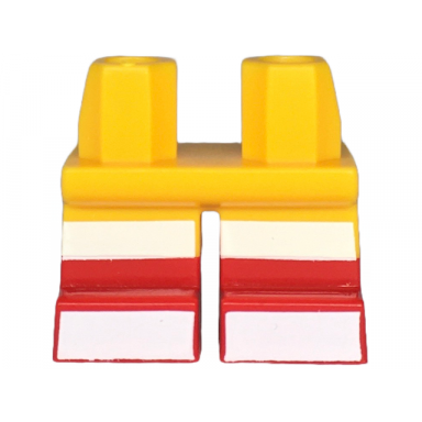 bright light orange legs short with molded red lower legs boots and printed white stripes on legs and feet pattern