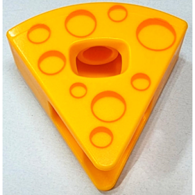 bright light orange minifigure headgear head cover costume wedge slice with cheese with orange holes pattern bam