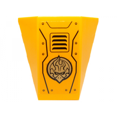 bright light orange wedge 4 x 4 triple curved no studs with gold chima emblem vents and rivets pattern sticker - set 70227