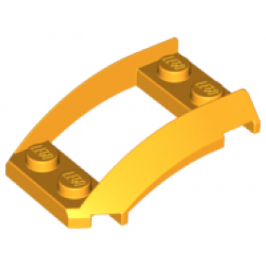 bright light orange wedge 4 x 3 open with cutout and 4 studs