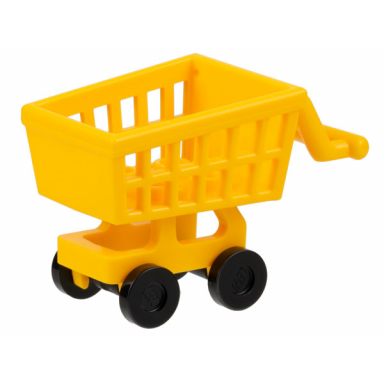 bright light orange minifigure utensil shopping cart frame with black wheels 49649 2496