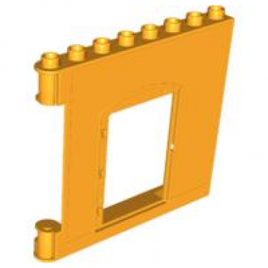 bright light orange duplo wall 1 x 8 x 6 hinge on left with door opening