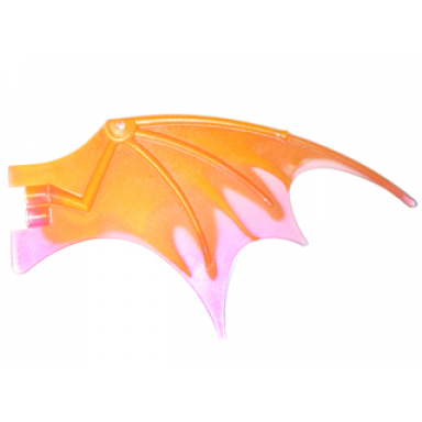 bright light orange dragon wing 19 x 11 with marbled trans-dark pink trailing edge pattern