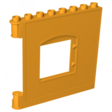 bright light orange duplo wall 1 x 8 x 6 hinge on left with window opening