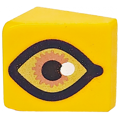 bright light orange slope 30 1 x 1 x 2 3 with copper and gold eye with white glint and black outline pattern