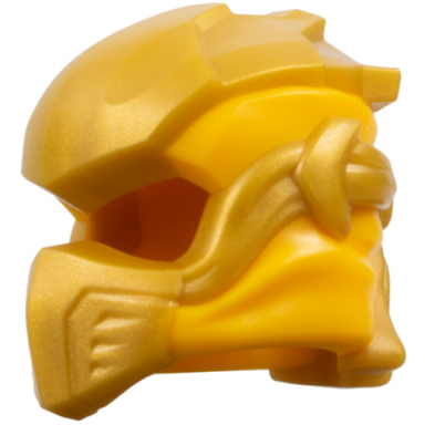 bright light orange minifigure headgear ninjago wrap type 10 with molded pearl gold armor wraps and knot pattern