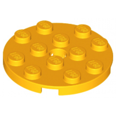 bright light orange plate round 4 x 4 with hole