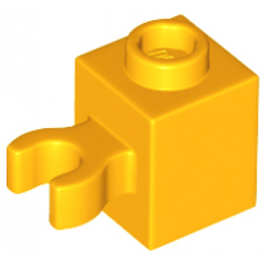 bright light orange brick modified 1 x 1 with open o clip vertical grip - hollow stud