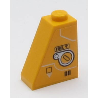 bright light orange slope 65 2 x 1 x 2 with fuel and fuel inlet pattern sticker - set 60161