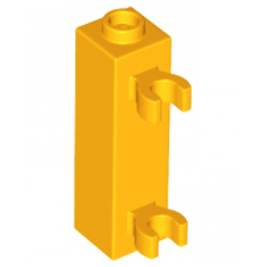 bright light orange brick modified 1 x 1 x 3 with 2 clips vertical grip - hollow stud