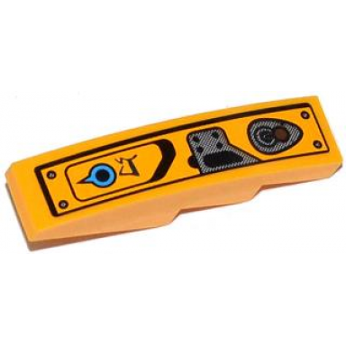 bright light orange slope curved 4 x 1 with blue knob alien characters and joystick pattern model right side sticker - set 70002