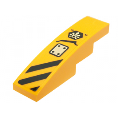 bright light orange slope curved 4 x 1 with black danger stripes panel and chima logo pattern model left side sticker - set 70014