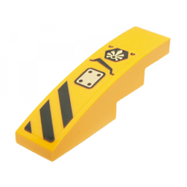 bright light orange slope curved 4 x 1 with black danger stripes panel and chima logo pattern model right side sticker - set 70014