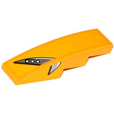 bright light orange slope curved 4 x 1 with silver and gray headlight pattern on top and side model left stickers - set 75909