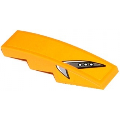 bright light orange slope curved 4 x 1 with silver and gray headlight pattern on top and side model right stickers - set 75909