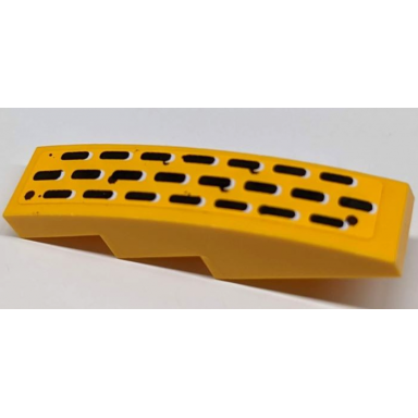 bright light orange slope curved 4 x 1 with black grille lines pattern sticker - set 70134