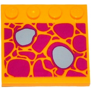 bright light orange tile modified 4 x 4 with studs on edge with magenta and dark bluish gray stone path pattern sticker - set 41078