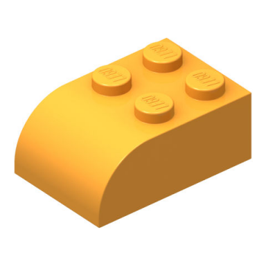 bright light orange slope curved 3 x 2 with 4 studs