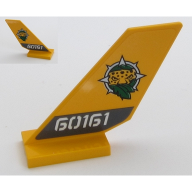 bright light orange tail shuttle with leopard head leaves and white 60161 pattern on both sides stickers - set 60161